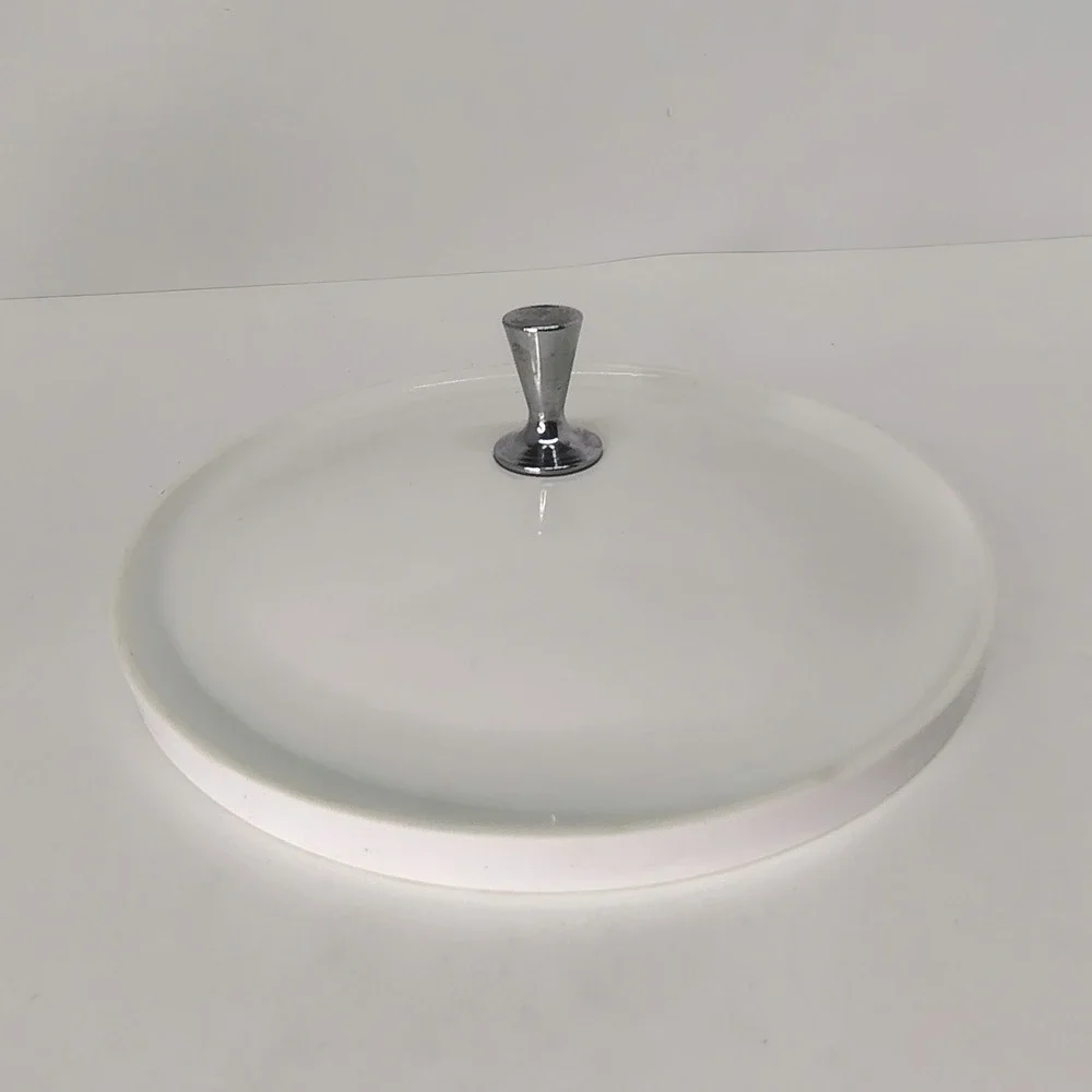 White Replacement Lid with Silver Knob MCM‎ Plastic 7 3/4
